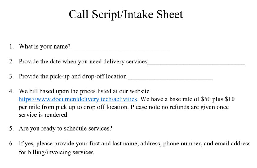 Call Script Sample